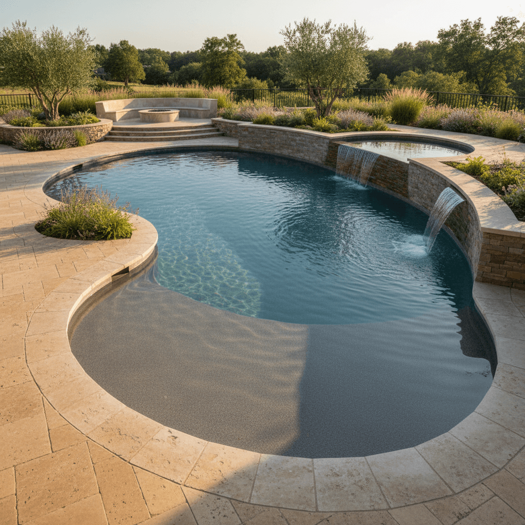 Custom designed pool construction showcasing unique architectural elements