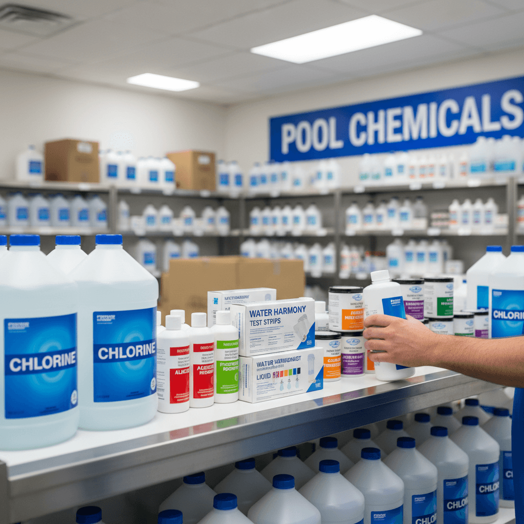 Pool chemical products and treatment supplies