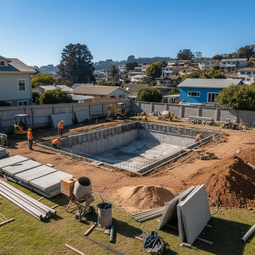 Pool construction in progress